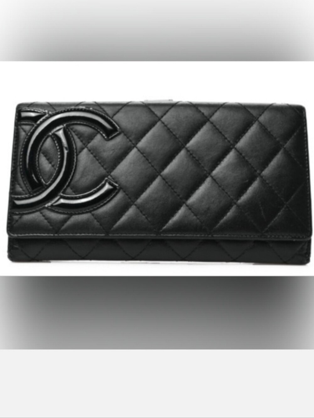 CHANEL Cambon Black Quilted Leather Wallet Clutch